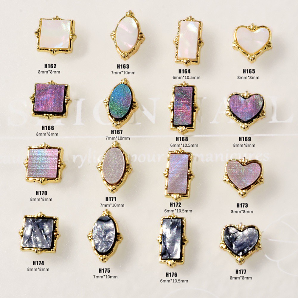 Bộ 10 Đá Giả Hợp Kim Tự Đính Trang Trí Móng Tay 3D