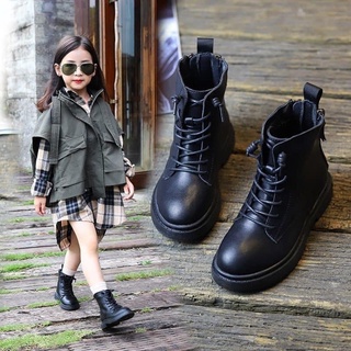 Bốt da mềm cổ cao cho bé gái chất liệu da mềm đế êm chống trượt thiết kế buộc dây siêu cá tính