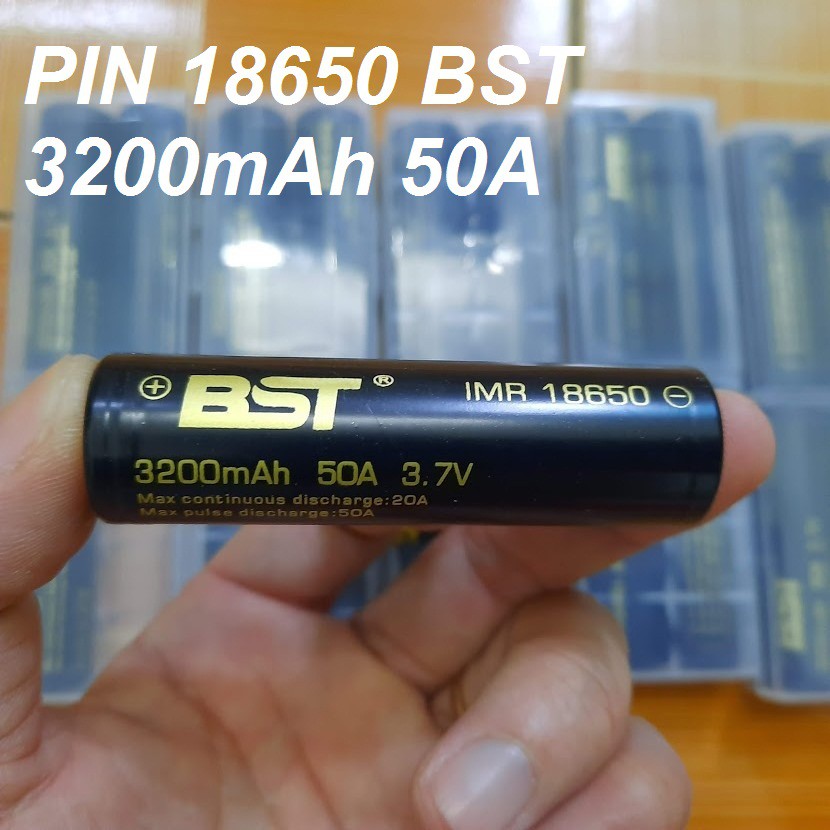 Pin sạc 3.7V 3200mah 18650 BST dòng xả Cao 50A (1 viên)