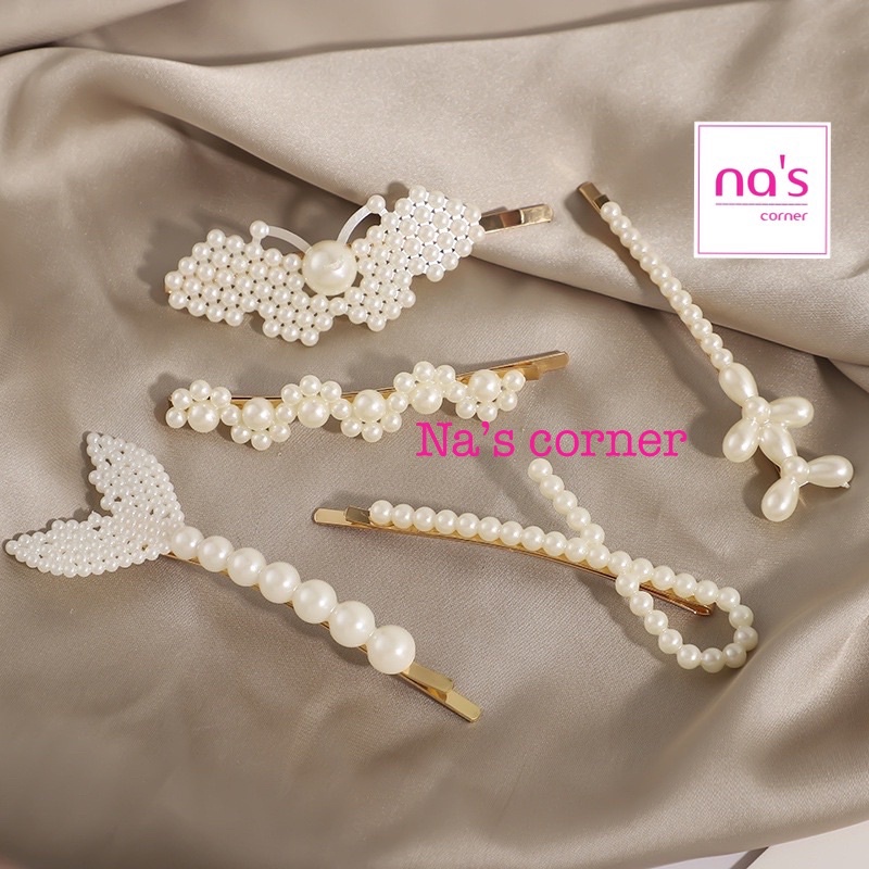 Kẹp tóc mái đính hạt nhựa dễ thương dài lớn 8.5cm