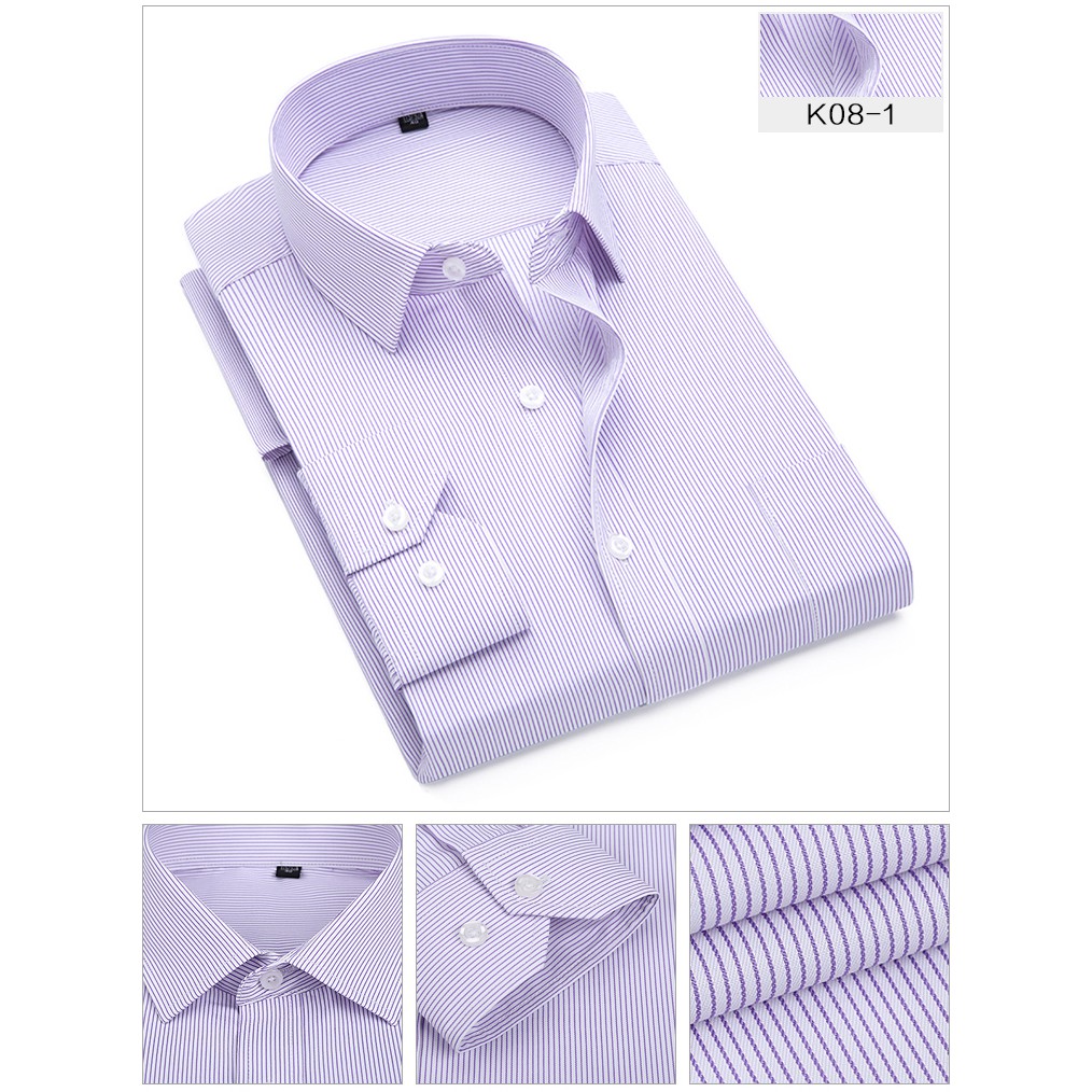 Áo Sơ Mi Trắng Dài Tay Họa Tiết Kẻ Sọc Phong Cách Công Sở Mới Cho Nam G82