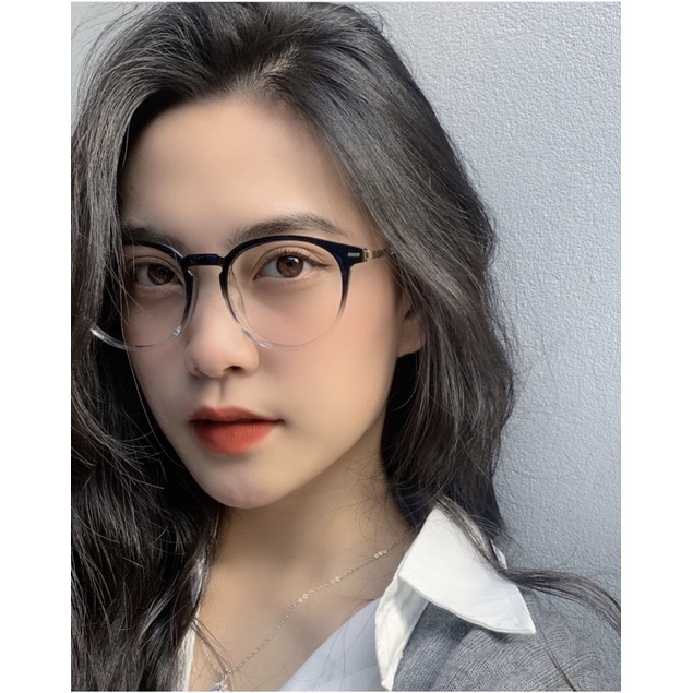 Kính không độ,Gọng kính mắt phối kim loại ombre xinh xắn form tròn Mina Eyewear 19088