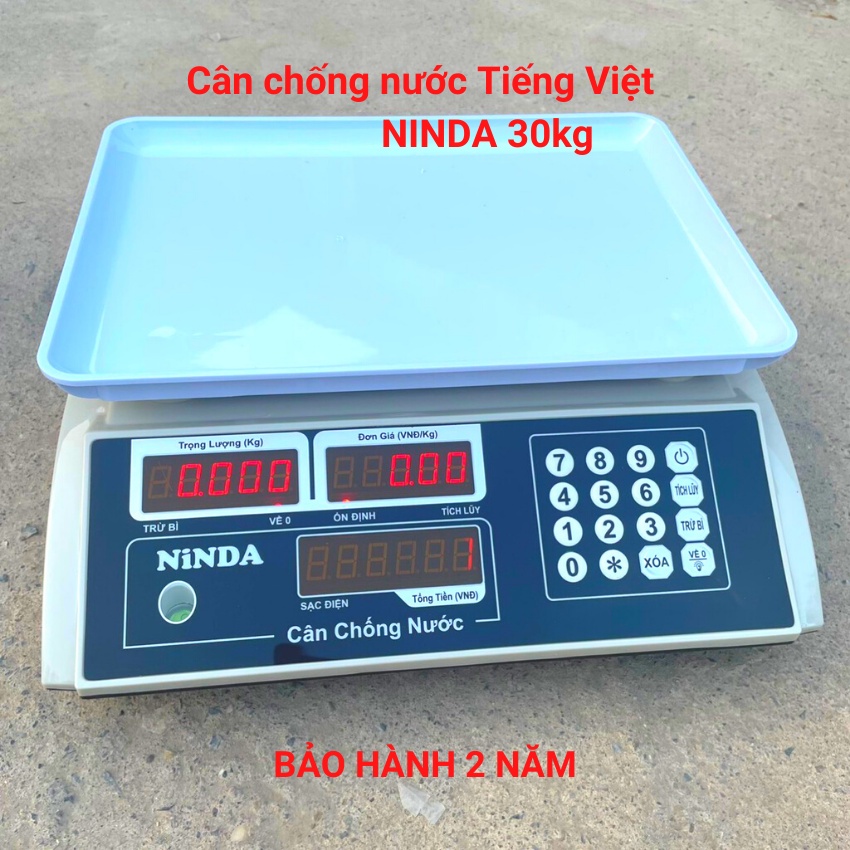 Cân tính tiền chống nước NINDA ( 30kg ) dùng cho bán hàng hải sản,nhà hàng ( bảo hành 24 tháng )