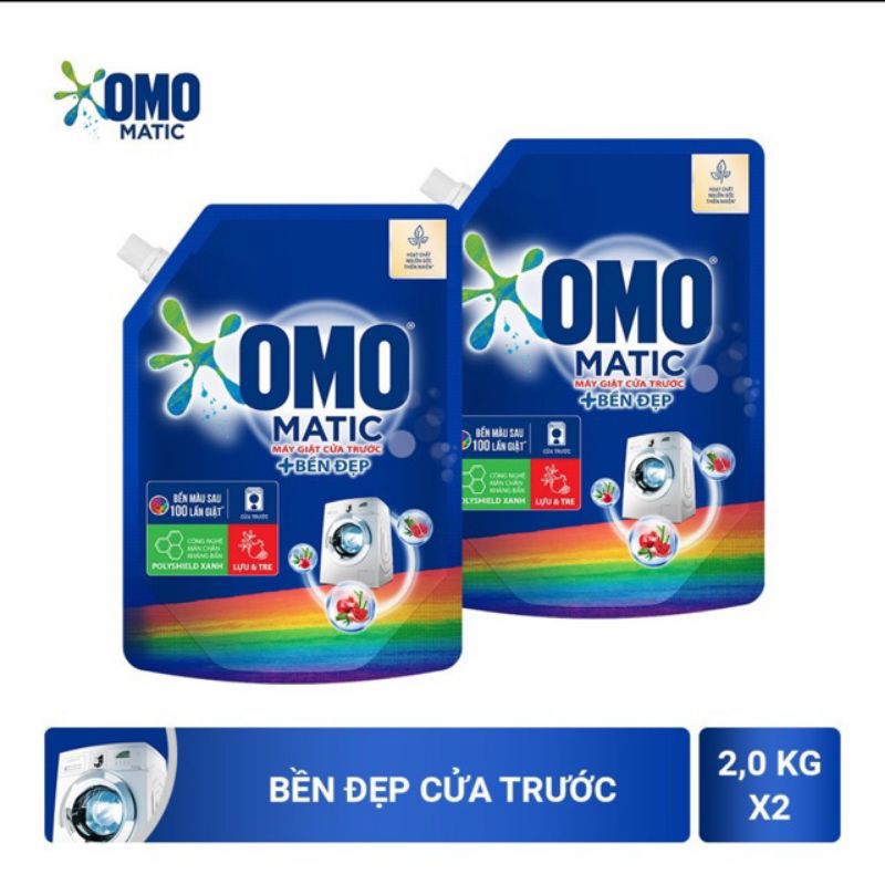 COM BO 2 TÚI NƯỚC GIẶT OMO MATIC BỀN ĐẸP CỬA TRƯỚC-2kg