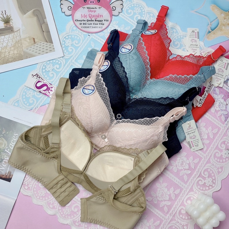 Áo ngực Thái Lan Sister Hood , áo lót ren nâng ngực mút vừa 2cm không gọng định hình