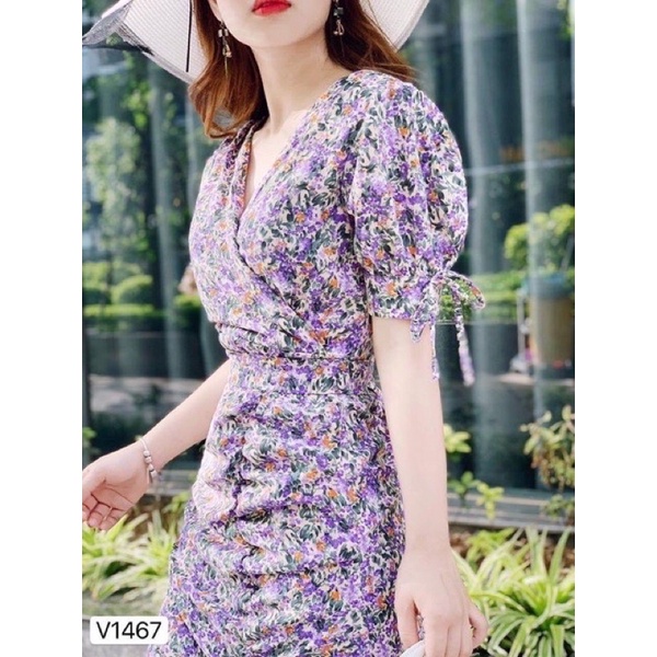 Váy đầm hoa zara họa tiết sang chảnh 💓 đầm đuôi cá tím - váy hoa dáng xòe tôn dáng | BigBuy360 - bigbuy360.vn