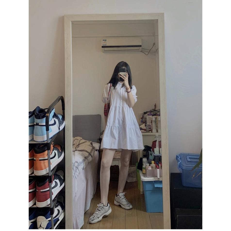 Đầm Babydoll Váy Trắng sơ mi  ulzzang công chúa đi biển dài xếp ly suông đẹp nữ dài qua gối thiết kế đuôi cá Kozoda  ྇ ྇