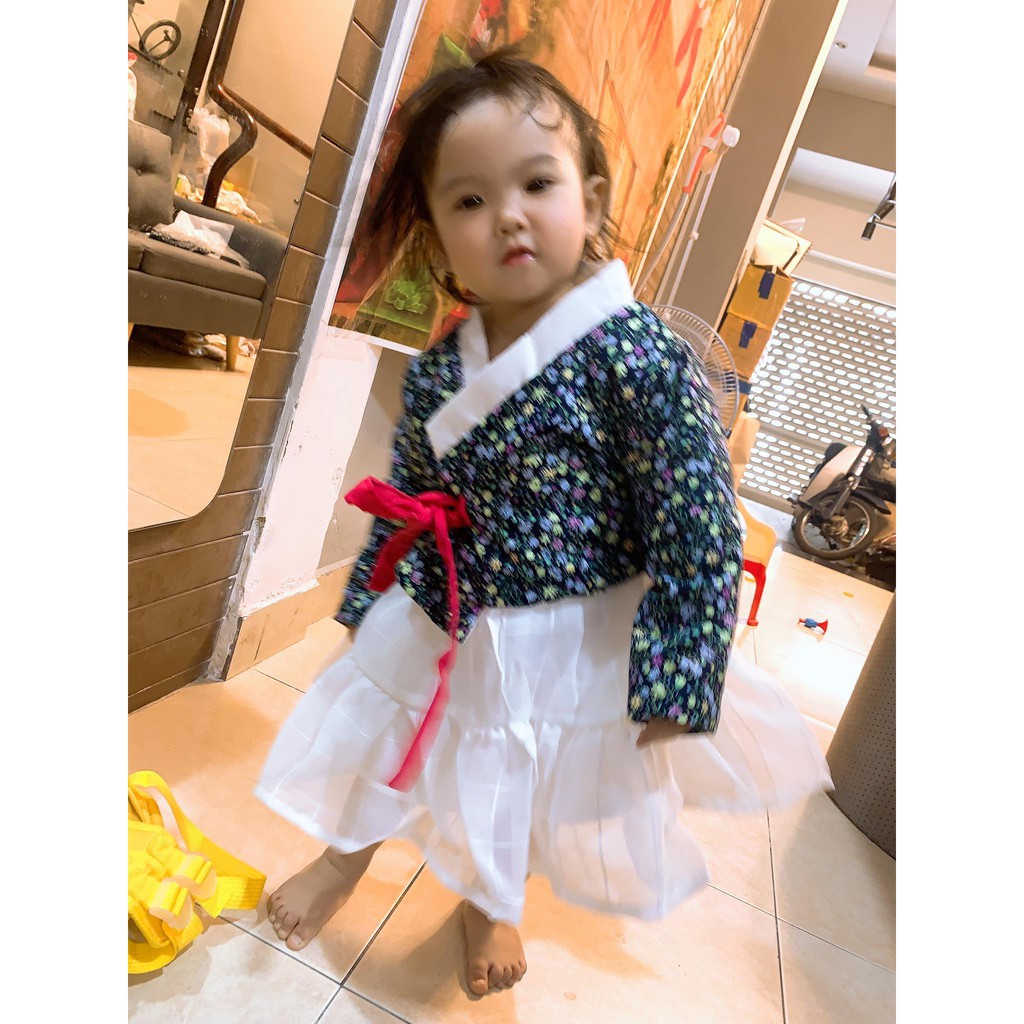 Áo khoác hanbok chần bông nhẹ cho bé gái 3-18 tháng