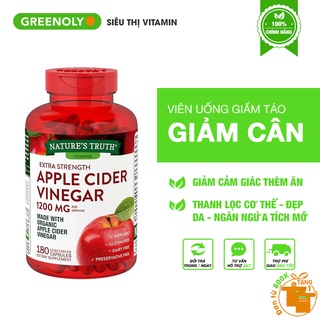 Viên uống giấm táo Apple Cider Vinegar 1200mg 180 viên - Giúp giảm cân, đẹp da, detox cơ thể