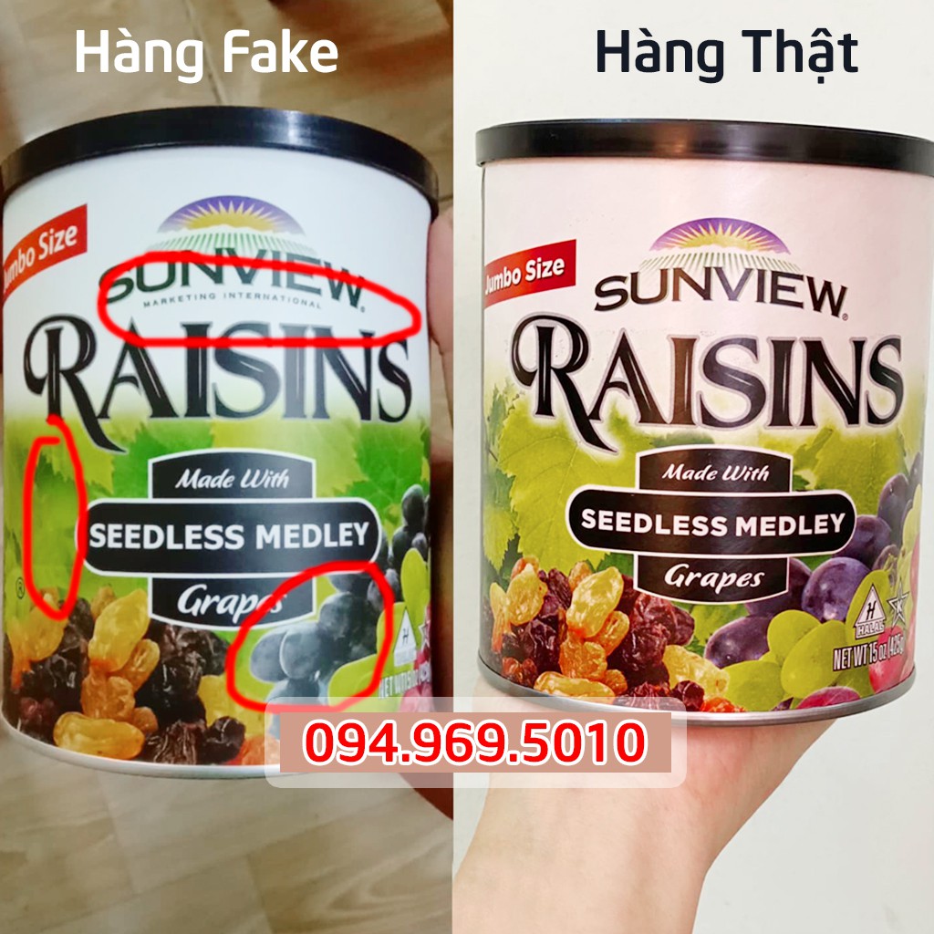 Nho Khô Mỹ Raisin Sunview không hạt vị thập cẩm 425g  Hani Food