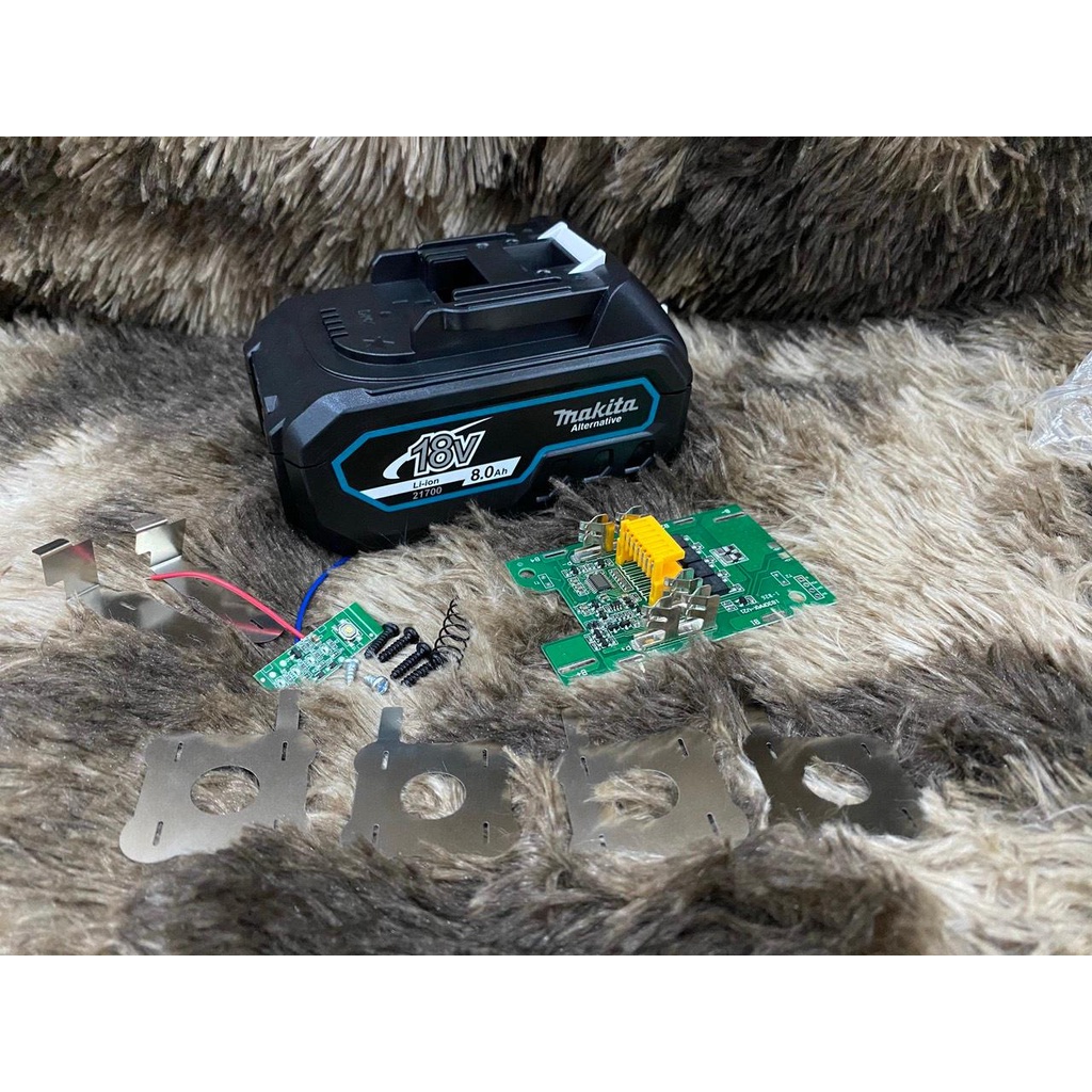Vỏ mạch Makita 5s-2p 18V 8AH cell 21700 mạch nhận sạc zin, có Led báo pin và tem đáy. BN.