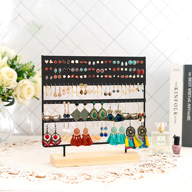 Giá Đỡ Trưng Bày Bông Tai 3 Tầng 144 Lỗ Bằng Gỗ