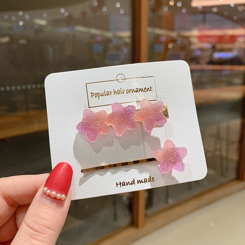 Kẹp tóc hình ngôi sao/ trái tim mềm màu kẹo thời trang cho bé gái