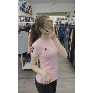 Áo Thể Thao Nữ, Áo Tập Gym Nữ Chất Thun Lạnh Phối Họa Tiết Ba Sọc Tay AC45