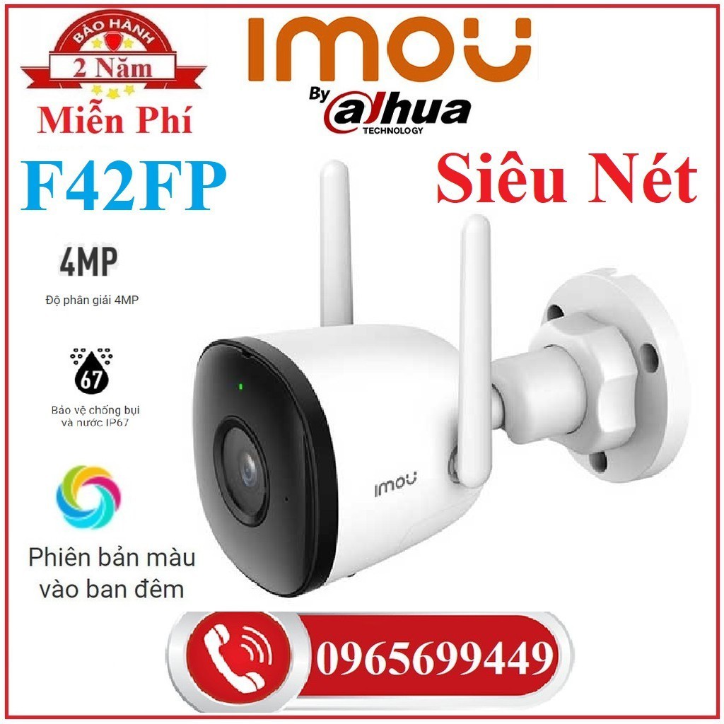 Camera Wifi Không Dây Siêu Nét Ngoài Trời Imou F42Fp 4Mp 2K Màu Đêm, Imou F42P , Imou F42FEP - Hàng Chính Hãng