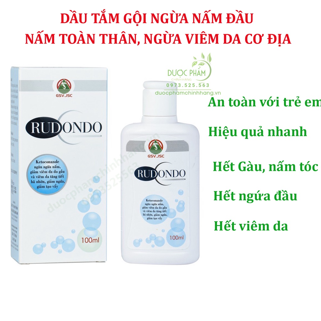 Dầu tắm gội RUDONDO dâu gội ngừa nấm đầu, gàu, nấm toàn thân, viêm da cơ địa