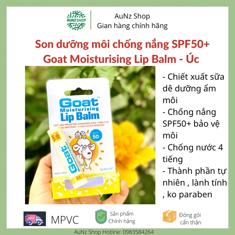 Son dưỡng môi chống nắng SPF50 Goat moisturizing lip balm 5g