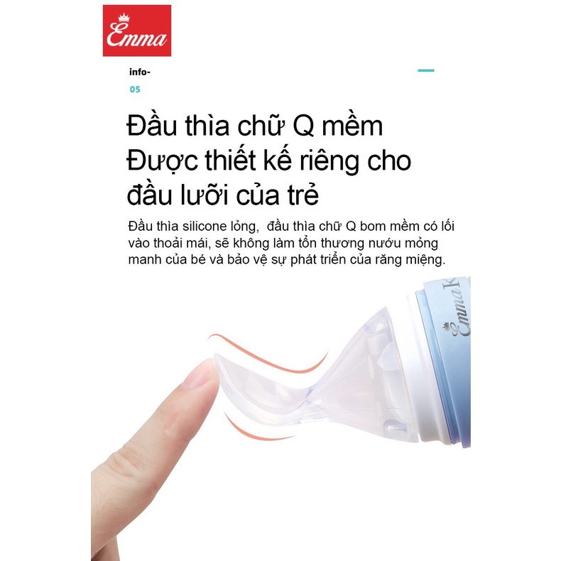 Bình thìa ăn dặm silicon Emma kids cho bé
