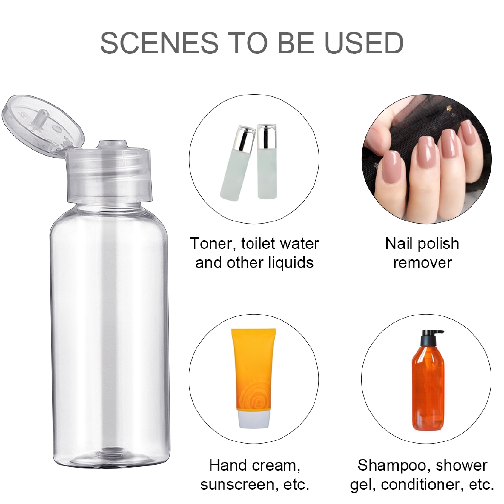 Chai Nhựa Trong Suốt 30ml / 50ml / 100ml Đựng Mỹ Phẩm Du Lịch Tiện Dụng