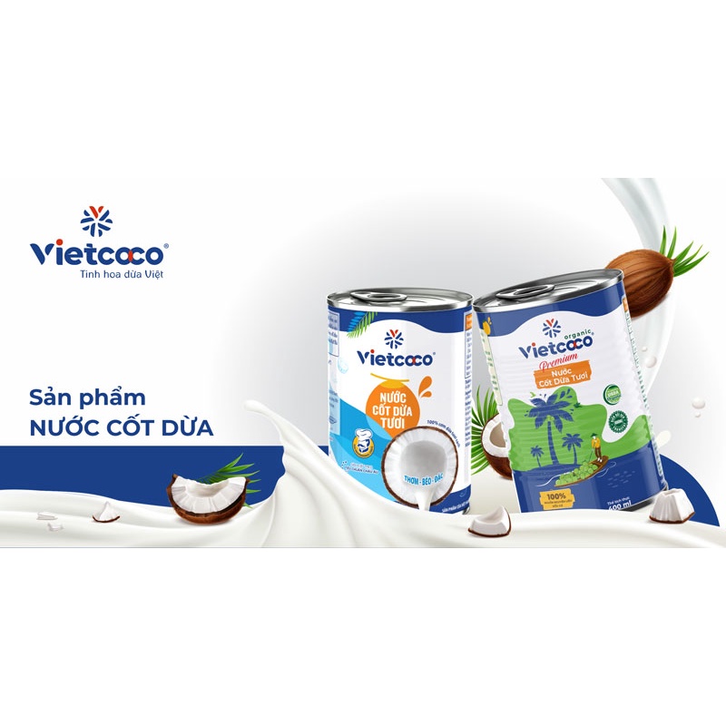 Nước cốt dừa Vietcoco 22% 400ml thơm ngậy. Date: 2023 - Nhà Hữu Cơ