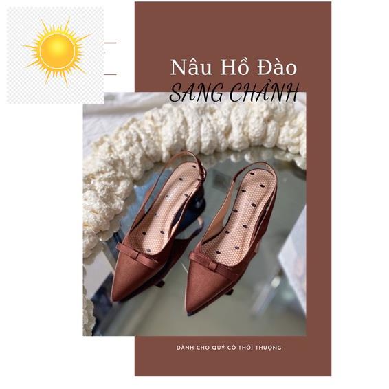 🚴🏇 Giày nữ slingback cao gót mũi nhọn nơ 3cm có thêm bigsize_40_41_42 cho nàng ngoại cỡ 🚴🏇
