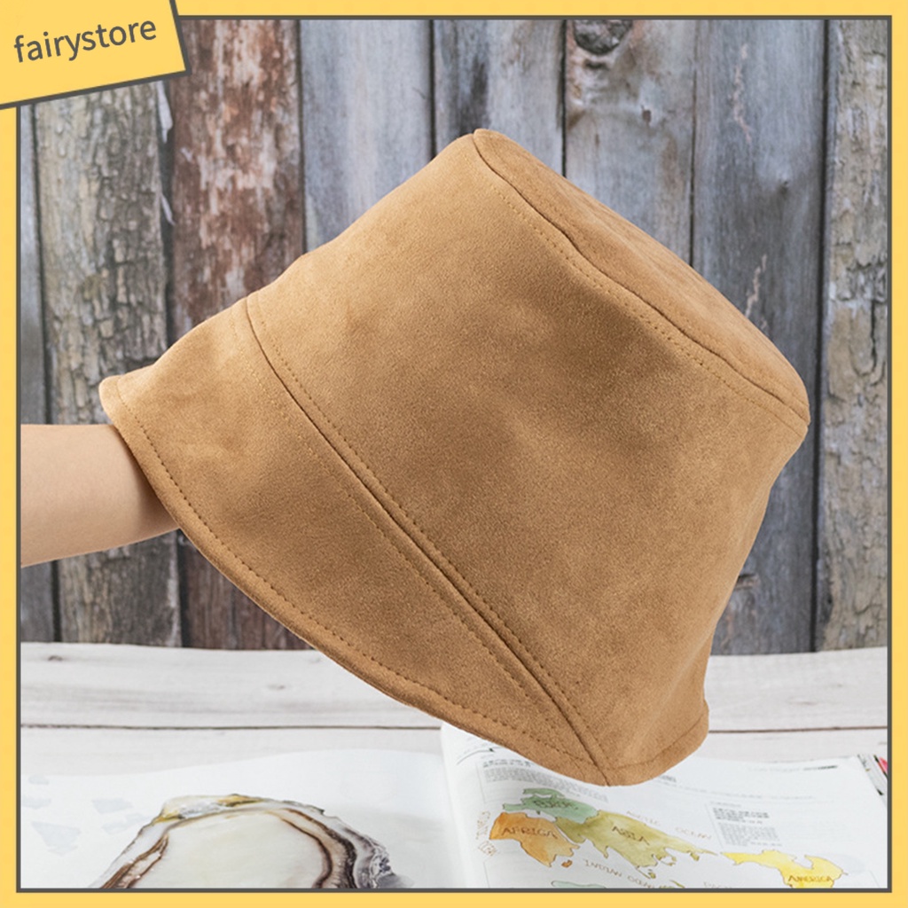 Nón bucket bằng da lộn thời trang thu đông cho cả nam và nữ