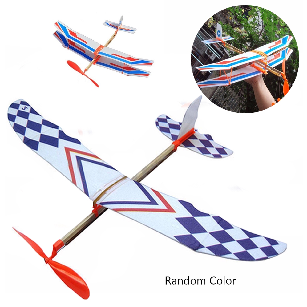 ROW Random Color Throwing Kids Children Educational Toy Novelty Plastic Christmas best gift Elastic Rubber Airplane