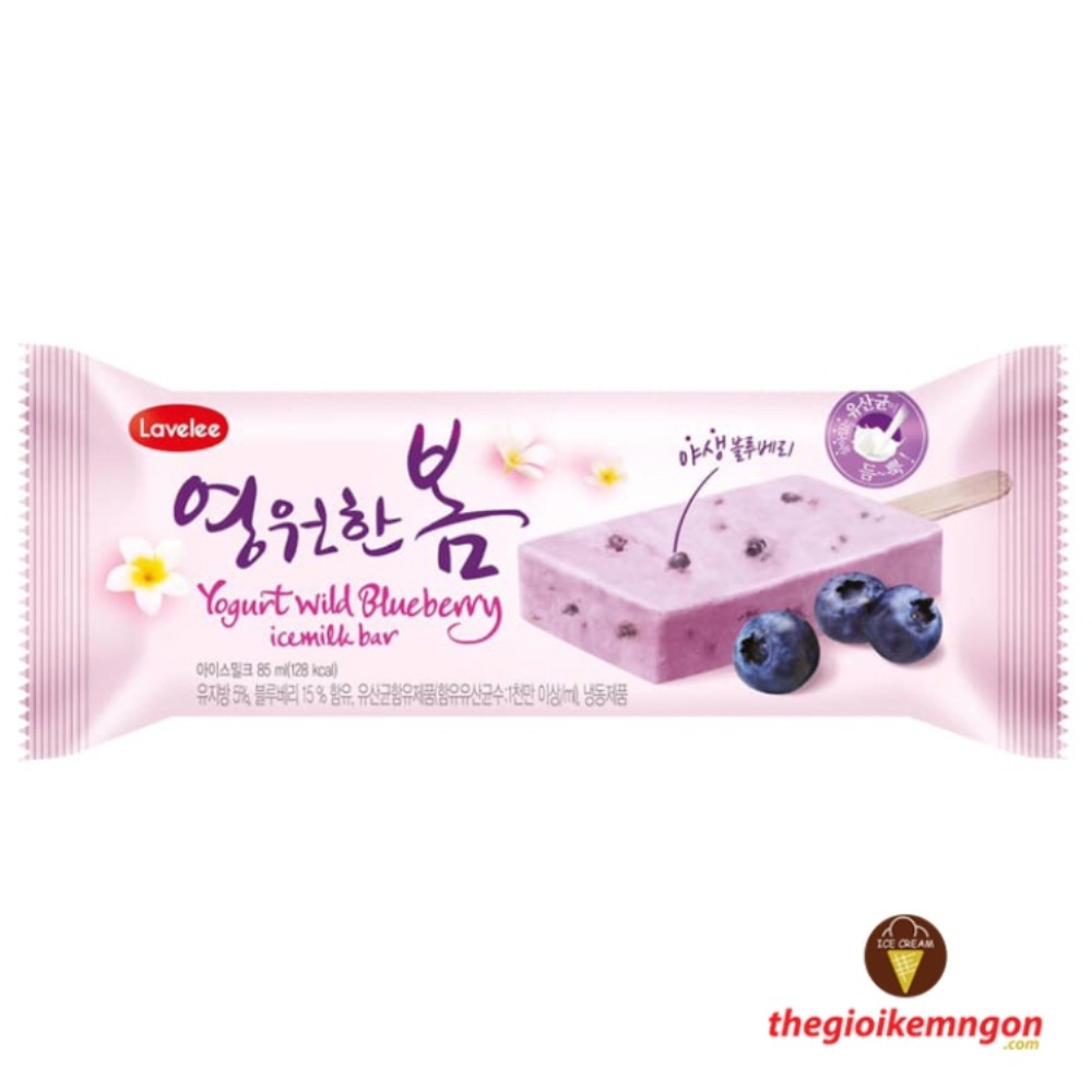 Kem sữa chua việt quất Lavelee Yogurt Wild Blueberry Bar Hàn Quốc 85ML