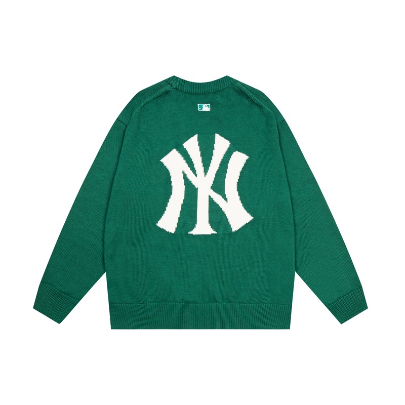 ❤❀  ❤ Mlb Áo Sweater Dệt Kim Tay Dài Cổ Tròn Thêu Chữ NY Cá Tính