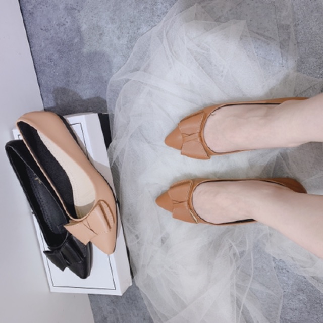 LOVIIECORNER-GIÀY BỆT BÚP BÊ NƠ THẮT DA MỀM MŨI NHỌN ĐẾ CAO SU SIÊU ÊM-BÚP BÊ BỆT NỮ CÔNG SỞ DA MỀM MŨI NHỌN   B200307 | BigBuy360 - bigbuy360.vn