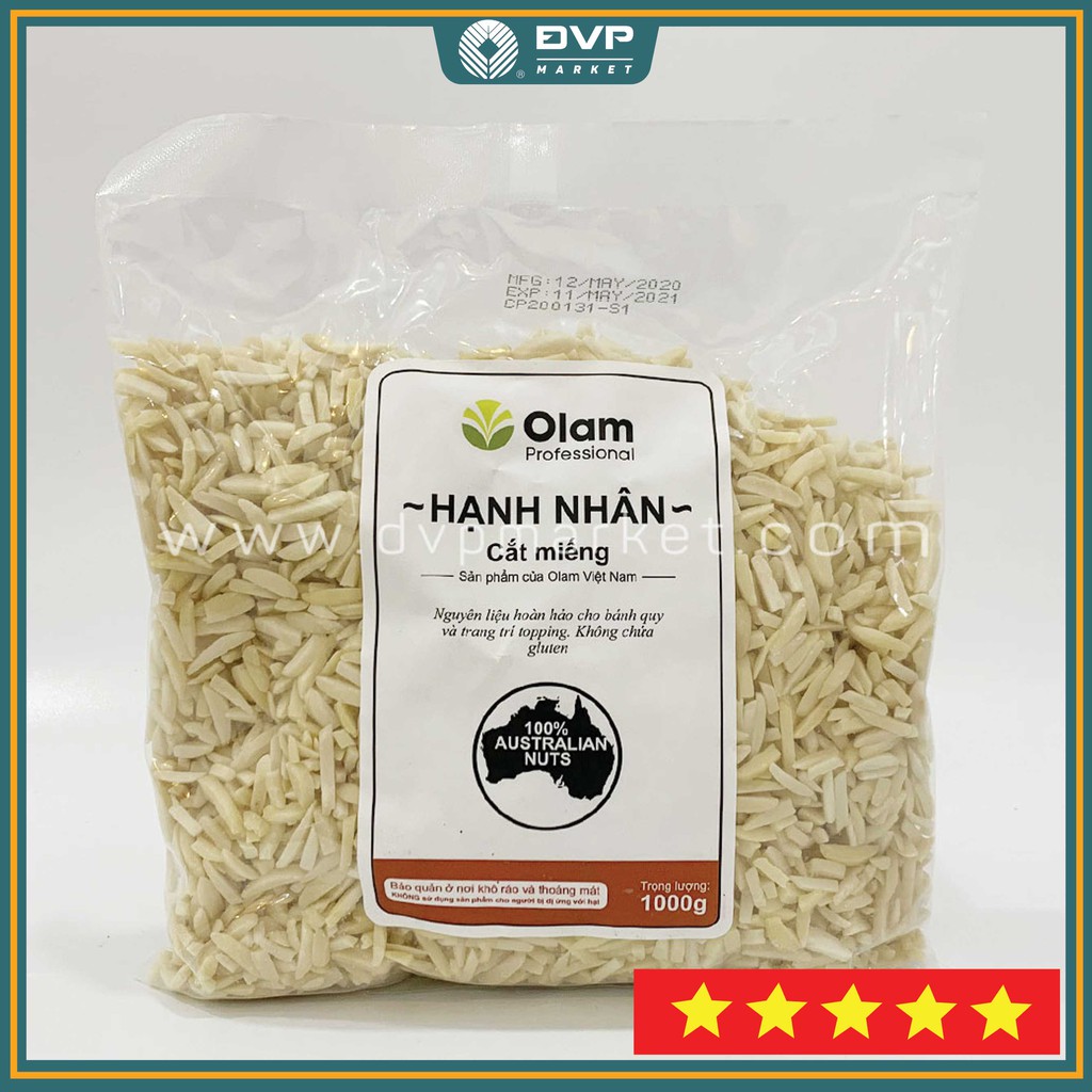 Hạnh nhân cắt miếng Olam 1kg - Không chất bảo quản, Nhập khẩu từ Úc