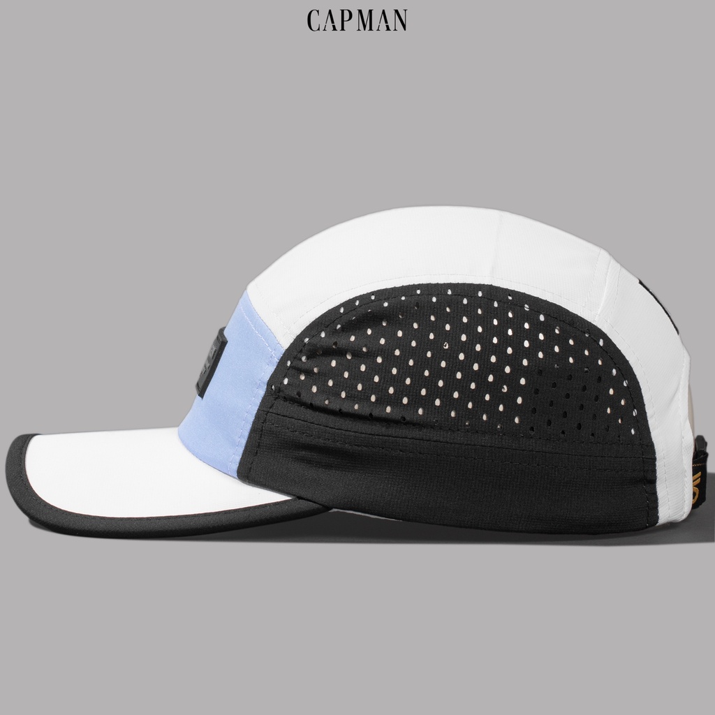 Mũ lưỡi trai phom 5panel chính hãng CAPMAN vải dù phối màu trắng xanh CM33