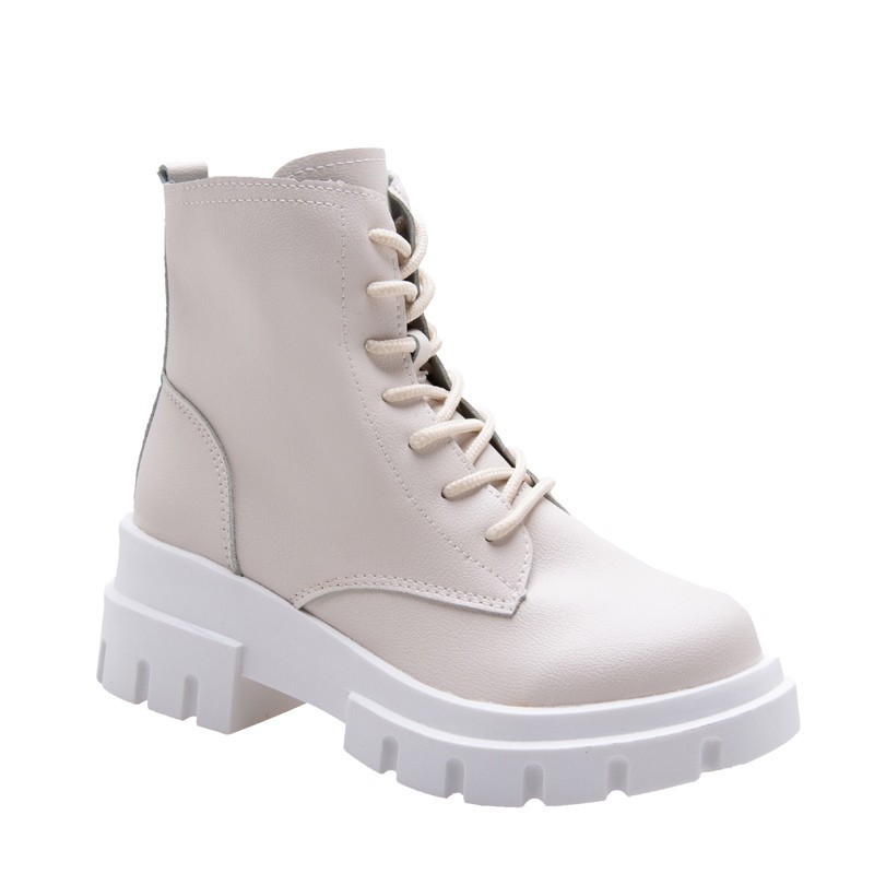 Order 12-15 ngày Martin Boots nữ gót cao (5-8cm) 2 màu đen trắng cá tính