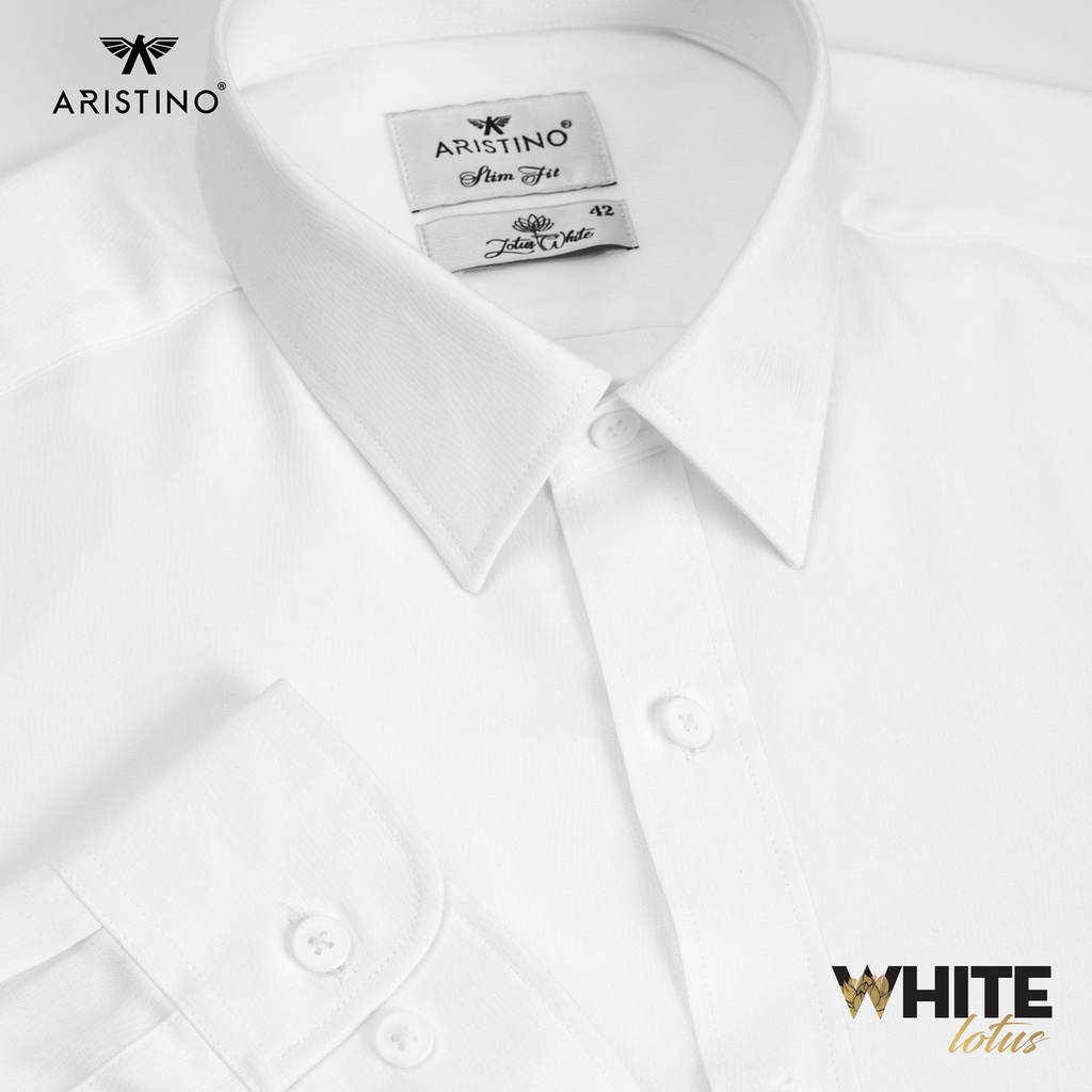 Áo sơ mi nam dài tay màu trắng vân sen WHITE LOTUS ARISTINO chất liệu cao cấp
