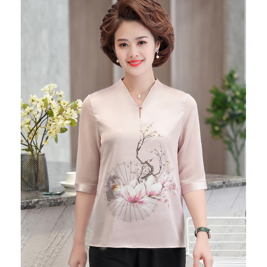 Bộ đồ trung niên cho mẹ / Bộ quần áo ống rộng mặc hè cho người trung niên