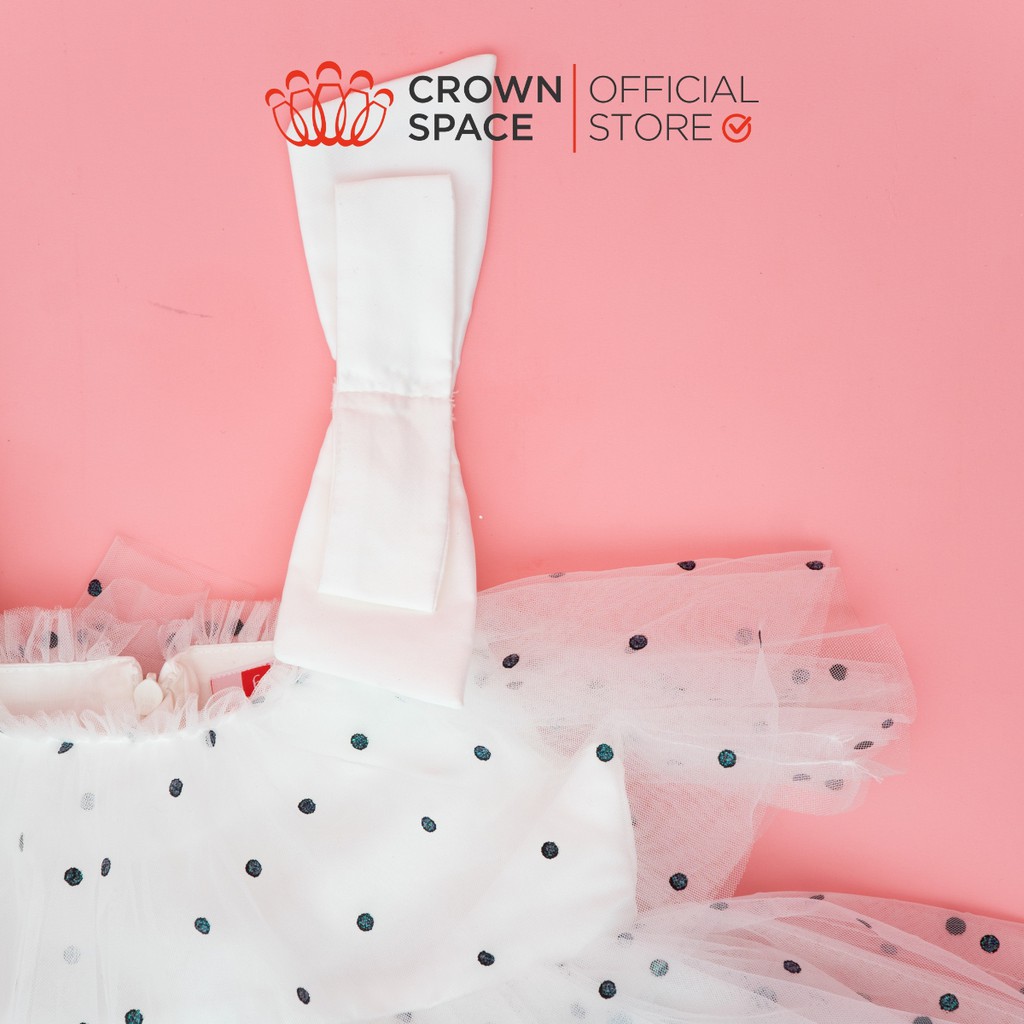 Váy Công Chúa Chính Hãng Crown Kids Trắng Tuyết Size 5-9 Loát Voan Cotton CKGS3810902.W