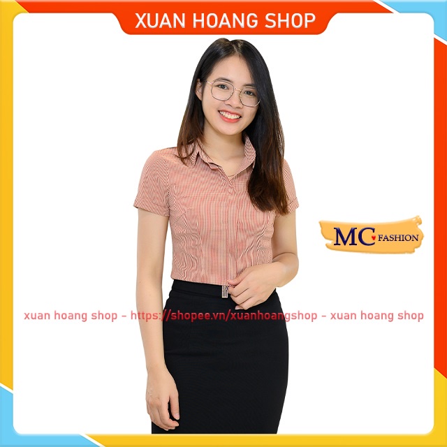 Áo Sơ Mi Nữ Công Sở Mc Fashion A689, Size S, M, L, Xl, 2xl, Tay Ngắn Cộc, Kẻ Sọc Caro, Màu Xanh, Hồng, Trắng, Nâu Tây