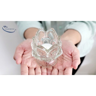 LY THỦY TINH ĐỰNG NẾN SEN NỞ - KHÔNG ĐÈN KHÔNG PHỤ KIỆN