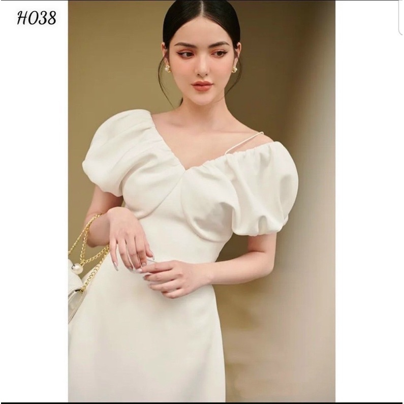Váy trắng dự tiệc tiểu thư trễ vai Julimis