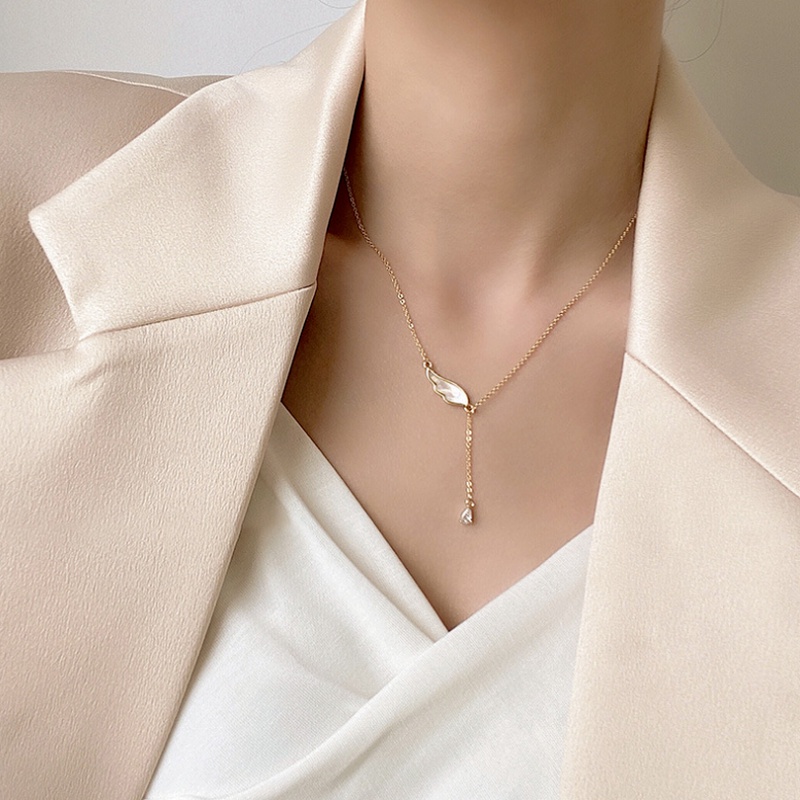Vòng cổ Mặt Hình Cánh Thiên Thần Vỏ Sò Tự Nhiên Thời Trang Hàn Quốc Cho Nữ