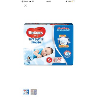 Tã dán Sơ sinh Huggies S30 công nghệ đệm mây