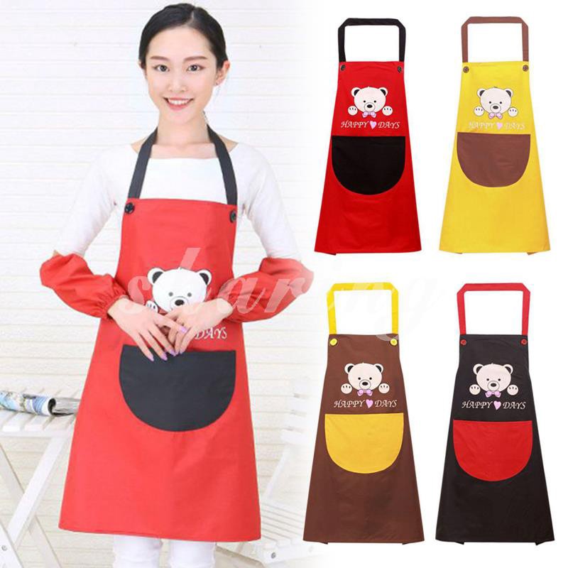 Tạp Dề Chống Thấm Hình Gấu SMK APRON Khó Bám Bẩn, Dễ Giặt Sạch Siêu Đẹp, Kiểu Dáng Hàn Quốc