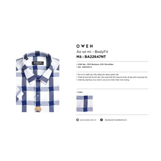 ÁO SƠ MI CỘC TAY NAM OWEN MẪU MỚI 2021 BA22647 -FREESHIP- CHẤT COTTON SỢI TRE MÁT MẺ THẤM HÚT MỒ HÔI FORM CÔNG SỞ