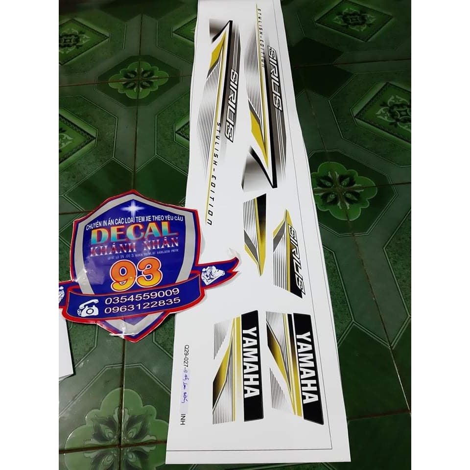 Tem rời sirius vàng nhạt xe trắng