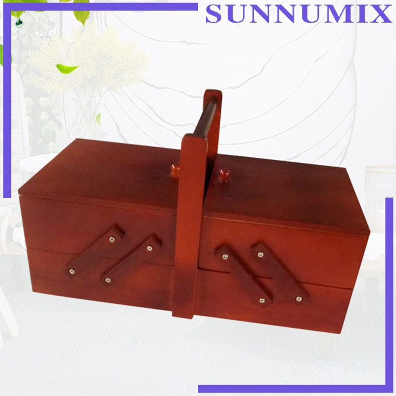 [SUNNIMIX]Foldable Sewing Box Needles Thread Scissors Sew Basket Jewelry Boxes