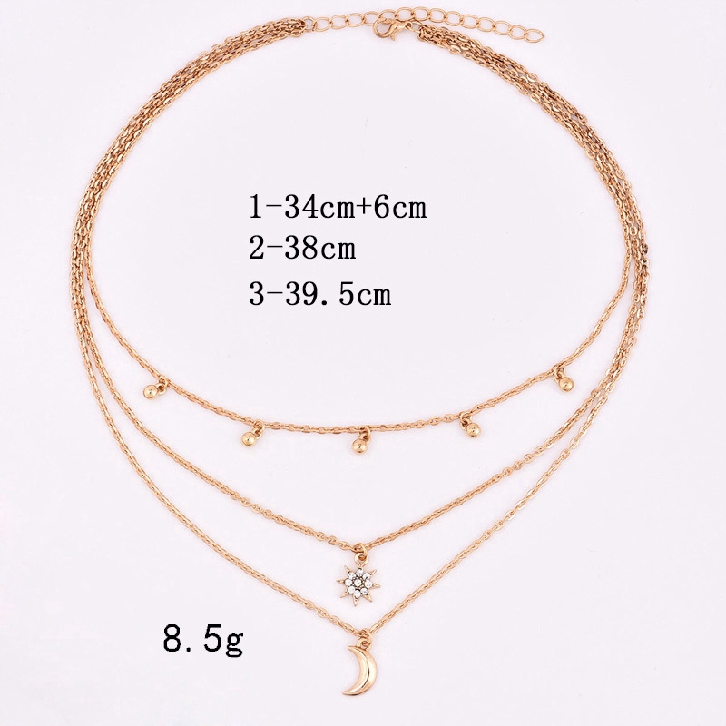 [YD]Boho Multi Layer Beads Choker Necklaces for Women Sexy Moon Fashion Pendant Vintage Necklace