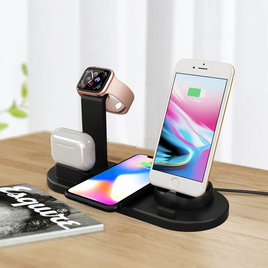 Sạc Không Dây 4in1 Cho iPhone Airpods-Apple Watch- Samsung- Oppo Bảo Hành 12 Tháng QT