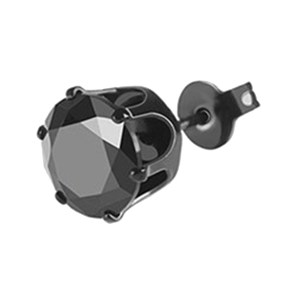 Atlantamart| 1 Khuyên Tai Đính Đá Zirconia 6/8mm Màu Đen Phong Cách Punk Cho Nam Và Nữ