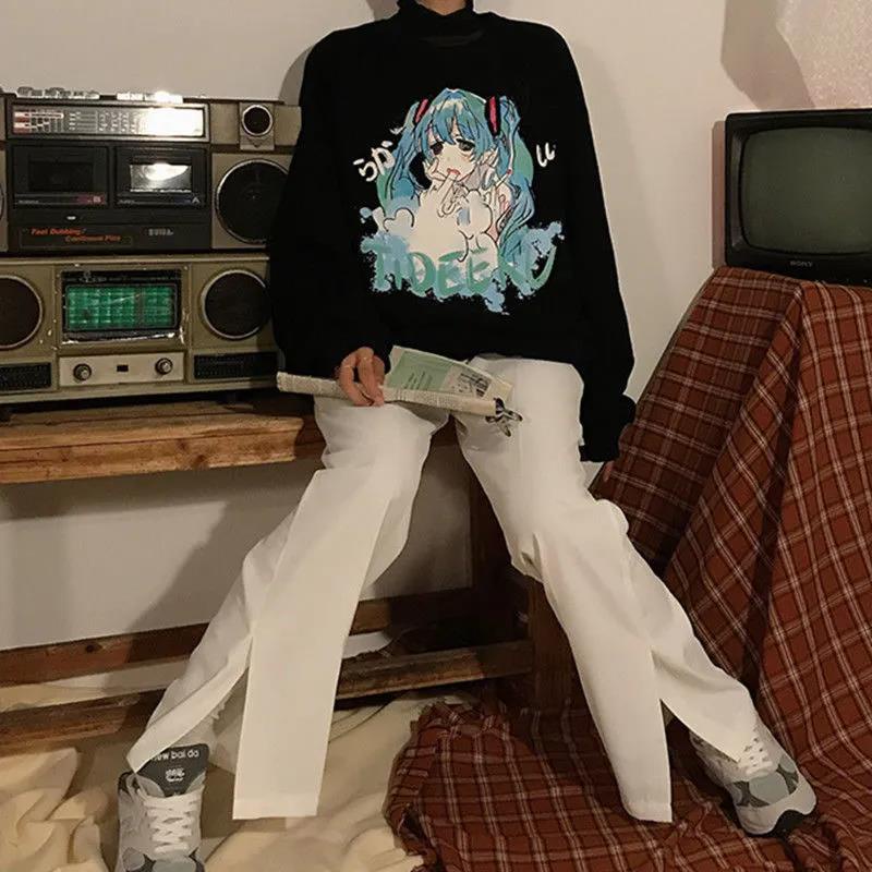 Áo Sweater Dáng Rộng Cổ Tròn In Hình Hatsune Miku Phong Cách Hàn Quốc Thời Trang Mùa Thu Mới Cho Nữ 2021 | BigBuy360 - bigbuy360.vn