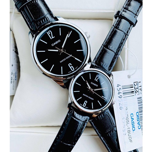Đồng hồ Nữ Casio LTP-V005L-1B, đồng hồ chính hãng, dây da đen, mặt đen